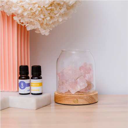 Crystal Light Diffuser with Cordless USB Wooden Base