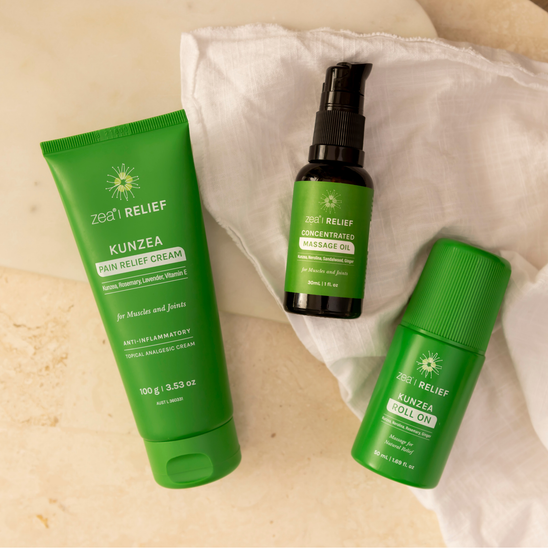 Starter Pain Relief Trio, styled product photograph